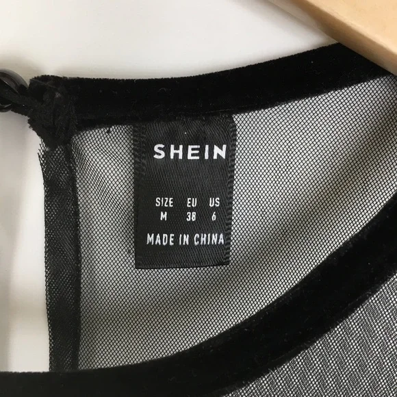 Sexy Y2K Gothic Velour Mesh Top Black Women’s Size M Whimsigoth Long Sleeve - Picture 5 of 10